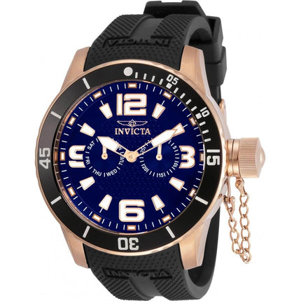 Invicta Men's Quartz Watch - Specialty Day-Date Rose Gold Case Black Strap | 30701 ,