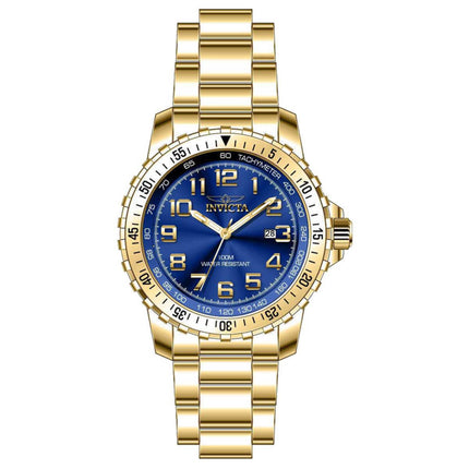 Invicta Men's Quartz Watch - Specialty Gold Tone Case Blue Dial Bracelet | 39120 ,