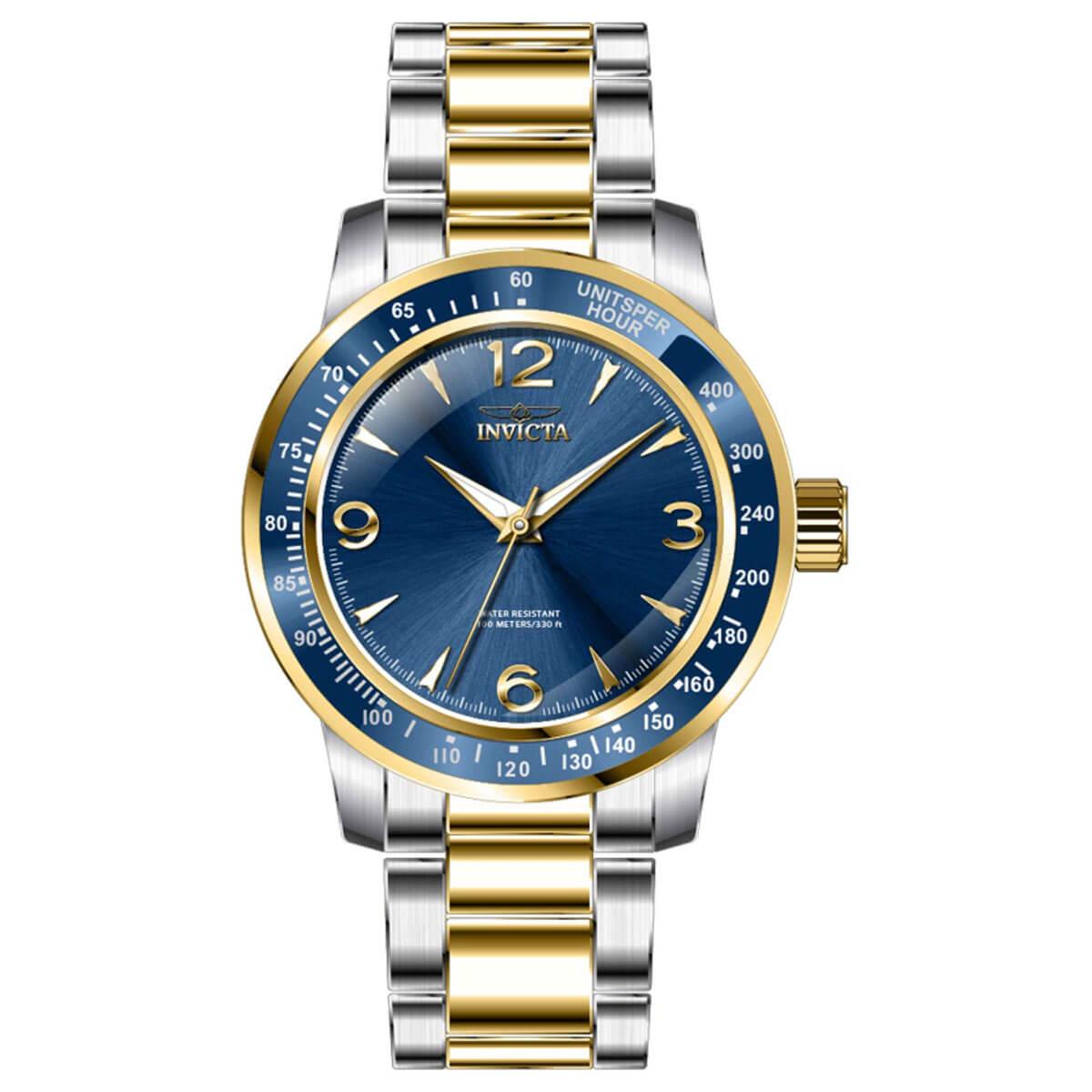 Invicta Specialty Men’s Blue Dial Gold Tone Black Bracelet Quartz Watch Working Invicta Watch Specialty Yellow Tone Stainless Steel  main image 2
