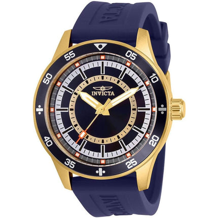 Invicta Men's Quartz Watch - Specialty Yellow Gold Case Blue Dial Rubber Strap | 30714 ,