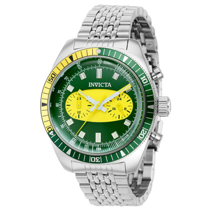 Invicta Men's Quartz Watch - Speedway Green, Yellow Dial Silver Tone Bracelet | 40532 ,