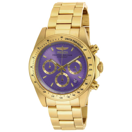 Invicta Men's Quartz Watch - Speedway Purple Dial Yellow Gold Bracelet | 18257 ,