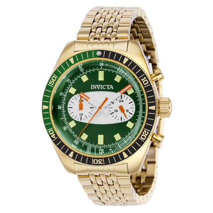 Invicta Men's Quartz Watch - Speedway White, Green Dial Yellow Gold Bracelet | 40528 ,