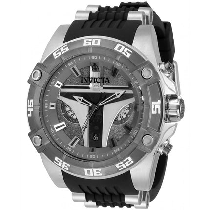 Invicta Men's Quartz Watch - Star Wars Mandalorian Silver and Black Strap | 34990 ,
