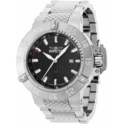 Invicta Men's Quartz Watch - Subaqua GMT Black Dial Stainless Steel Bracelet | 37212 ,