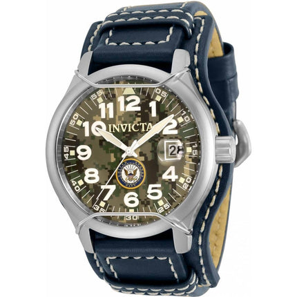 Invicta Men's Quartz Watch - U.S. Navy Camouflage Dial Navy Blue Leather Strap | 34673 ,