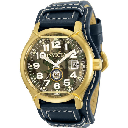 Invicta Men's Quartz Watch - U.S. Navy Date Navy Blue Genuine Leather Strap | 34674 ,