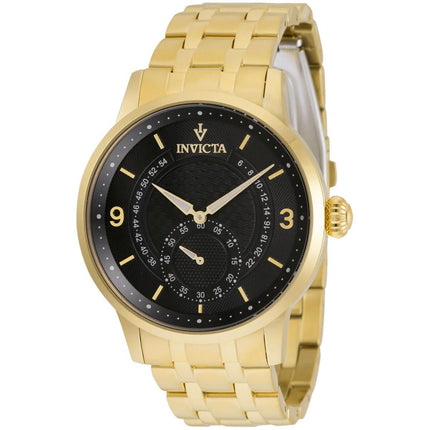 Invicta Men's Quartz Watch - Vintage Black Dial Yellow Gold Bracelet | 36226 ,