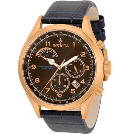Invicta Men's Quartz Watch - Vintage Chronograph Brown Dial Leather Strap | 31557 ,
