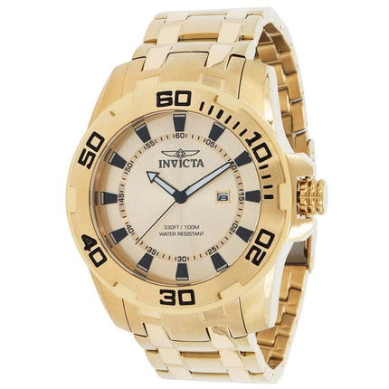 Invicta Men's Rotating Bezel Watch - Pro Diver Gold Tone Dial Bracelet | 39111 ,