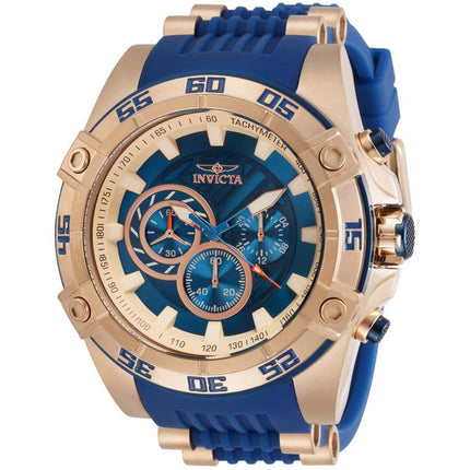 Invicta Men's Rotating Bezel Watch - Speedway Rose Gold Case Blue Dial Strap | 30110 ,