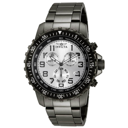 Invicta Men's Specialty Pilot Chronograph Watch - Silver Dial Gunmetal Ion Plated ,