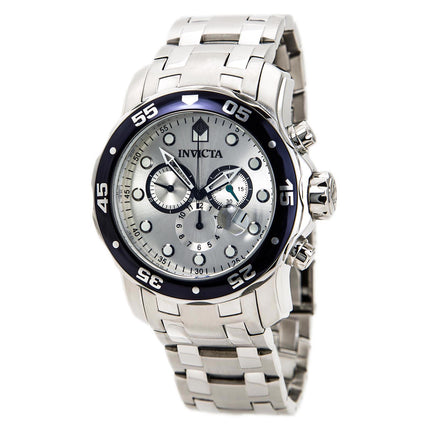 Invicta Men's Stainless Steel Watch - Pro Diver Blue Bezel Silver Dial Dive | 80058 ,