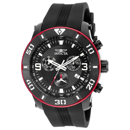 Invicta Men's Strap Watch - Pro Diver Chronograph Black Dial Black Rubber | 19825 ,