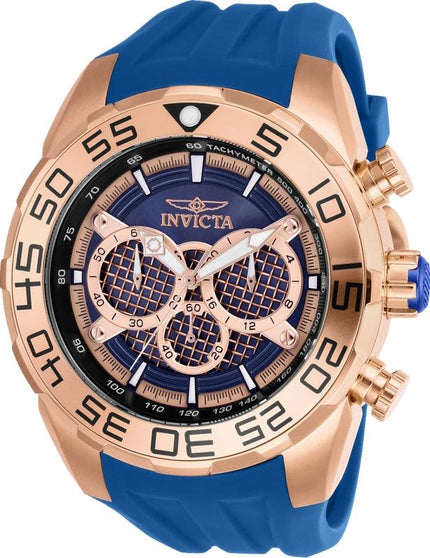 Invicta Men's Strap Watch - Speedway Chronograph Rose Gold and Blue Dial | 26305 ,