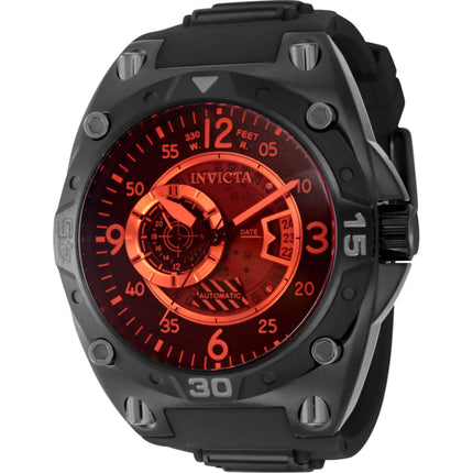 Invicta Men's Watch - Aviator Automatic Red Dial Gunmetal and Black Strap | 40286 ,