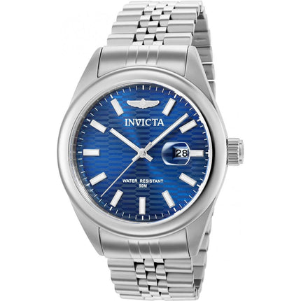 Invicta Men's Watch - Aviator Blue Dial Silver Steel Bracelet Date Display | 38408 ,
