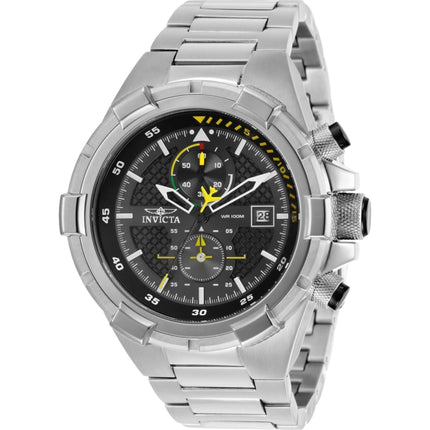 Invicta Men's Watch - Aviator Chronograph Black Dial Silver Steel Bracelet | 28108 ,