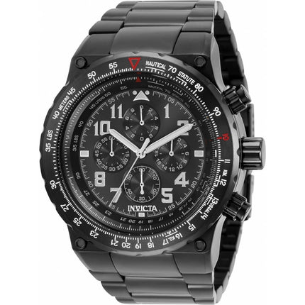 Invicta Men's Watch - Aviator Chronograph Black Dial Stainless Steel Bracelet | 34425 ,
