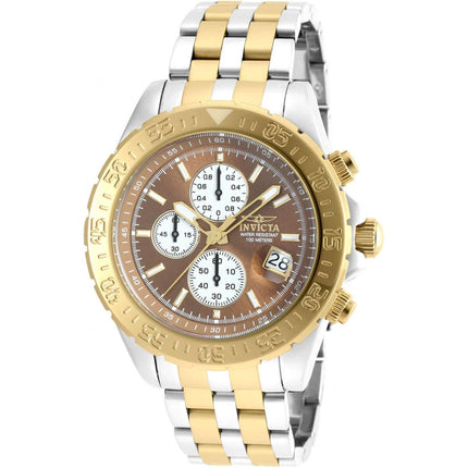 Invicta Men's Watch - Aviator Chronograph Brown and White Dial SS Bracelet | 21648 ,