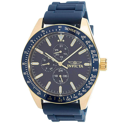 Invicta Men's Watch - Aviator Day-Date Yellow Gold Case Blue Bezel Strap | 38403 ,