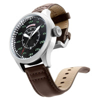 Invicta Men's Watch - Aviator Quartz Charcoal Dial Brown Leather Strap | 22973 ,