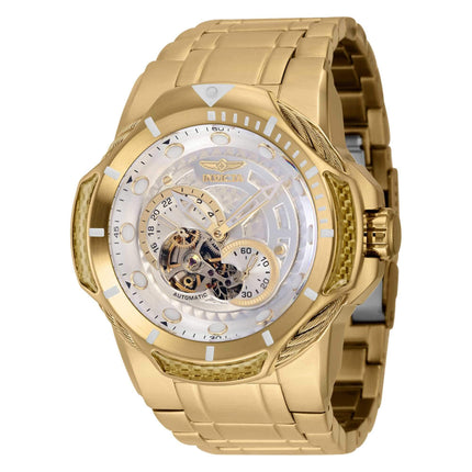 Invicta Men's Watch - Bolt Open Heart Silver Tone Dial Yellow Gold Bracelet | 39930 ,