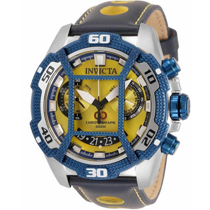 Invicta Men's Watch - Corduba Chronograph Yellow and Blue Dial Leather Strap | 33854 ,