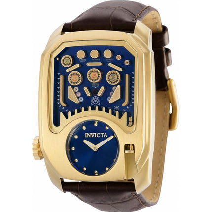 Invicta Men's Watch - Cuadro Japanese Quartz Blue Dial Brown Leather Strap | 35451 ,