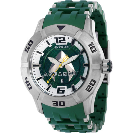Invicta Men's Watch - DC Comics Aquaman Quartz Silver and Green Dial Steel | 37874 ,