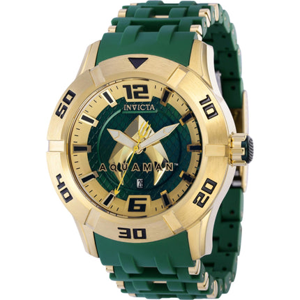 Invicta Men's Watch - DC Comics Aquaman Quartz Yellow Gold and Green Dial | 37875 ,