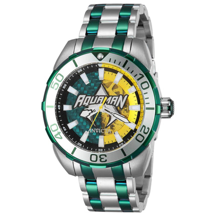 Invicta Men's Watch - DC Comics Aquaman Two Tone Silver and Green Bracelet | 43686 ,