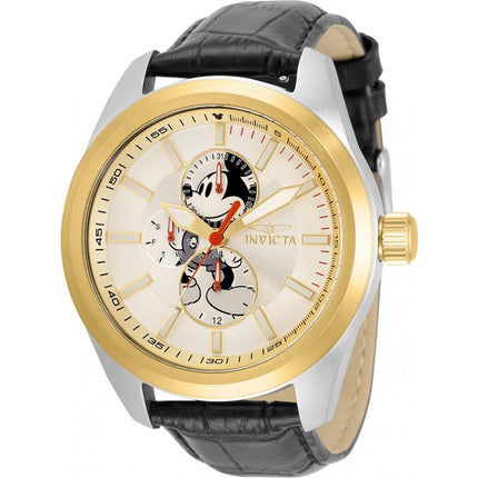 Invicta Men's Watch - Disney Mickey Mouse Quartz Gold Dial Leather Strap | 34092 ,