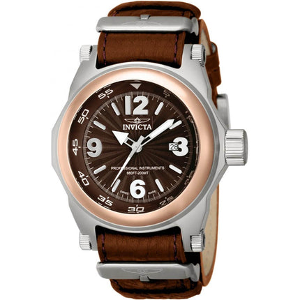Invicta Men's Watch - I-Force Rose Gold Tone Bezel Brown Dial Leather Strap | 10518 ,