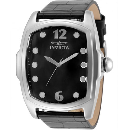 Invicta Men's Watch - Lupah Japanese Quartz Leather Strap Black Dial SS Case | 35371 ,