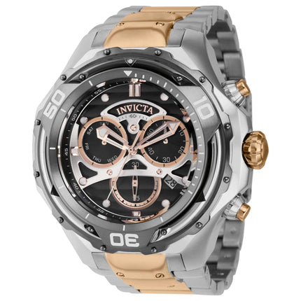 Invicta Men's Watch - Mammoth Day-Date Black Dial Rose Gold, Silver Bracelet | 38088 ,