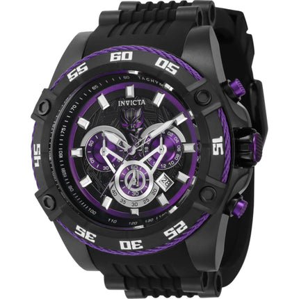 Invicta Men's Watch - Marvel Black Panther Chrono Steel and Rubber Strap | 40834 ,
