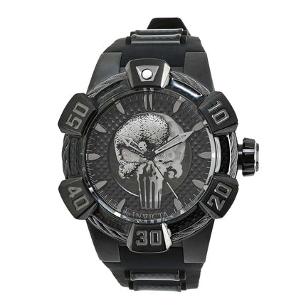 Invicta Men's Watch - Marvel Punisher Black Carbon Fiber and Rubber Strap | 41018 ,
