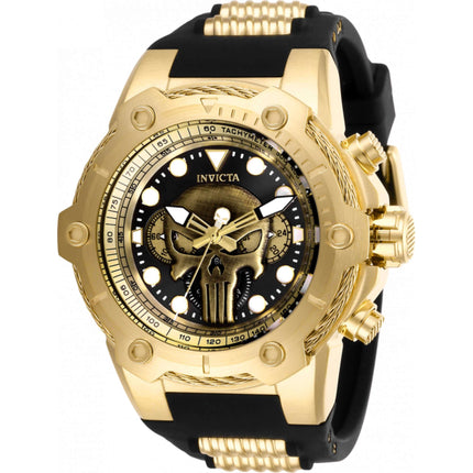 Invicta Men's Watch - Marvel Punisher Chrono Yellow Gold and Black Strap | 26925 ,