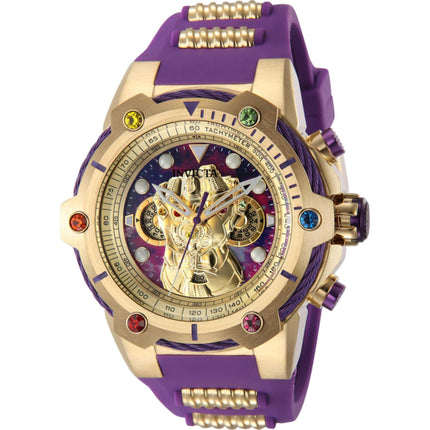 Invicta Men's Watch - Marvel Thanos Chronograph Yellow Gold and Purple Strap | 43046 ,