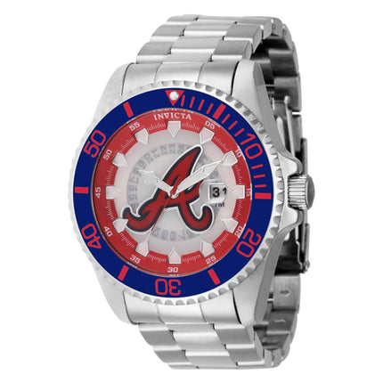 Invicta Men's Watch - MLB Atlanta Braves Rotating Bezel Silver Steel Bracelet | 43455 ,
