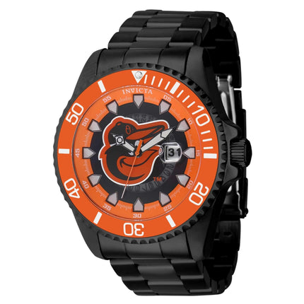 Invicta Men's Watch - MLB Baltimore Orioles Date Display Black Steel Bracelet | 43456 ,