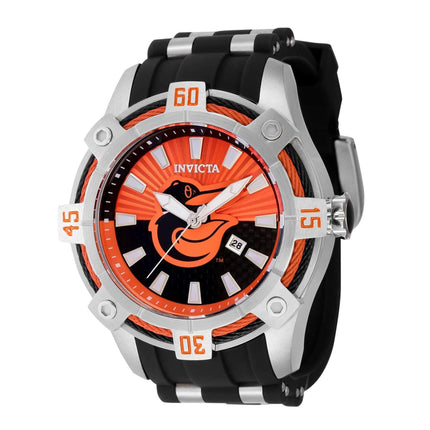 Invicta Men's Watch - MLB Baltimore Orioles Rotating Bezel Black Rubber Strap | 43261 ,