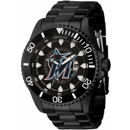 Invicta Men's Watch - MLB Miami Marlins Rotating Bezel Black Steel Bracelet | 43468 ,
