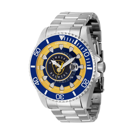Invicta Men's Watch - MLB Milwaukee Brewers Date Display Silver Steel Bracelet | 43469 ,