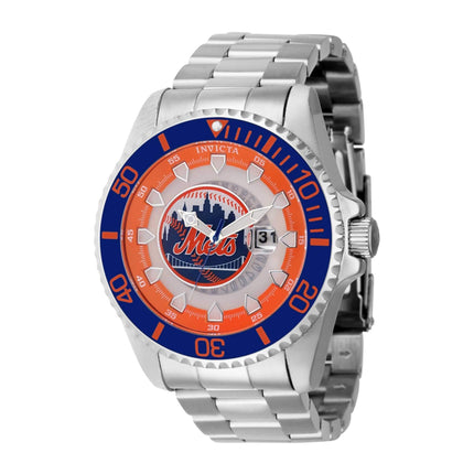 Invicta Men's Watch - MLB New York Mets Rotating Bezel Silver Steel Bracelet | 43471 ,