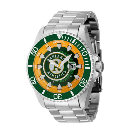 Invicta Men's Watch - MLB Oakland Athletics Date Display Silver Steel Bracelet | 43473 ,