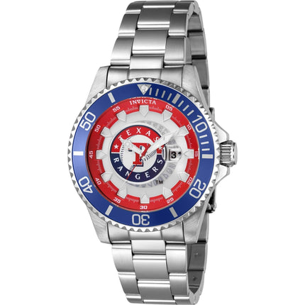Invicta Men's Watch - MLB Texas Rangers Rotating Bezel Silver Steel Bracelet | 43481 ,