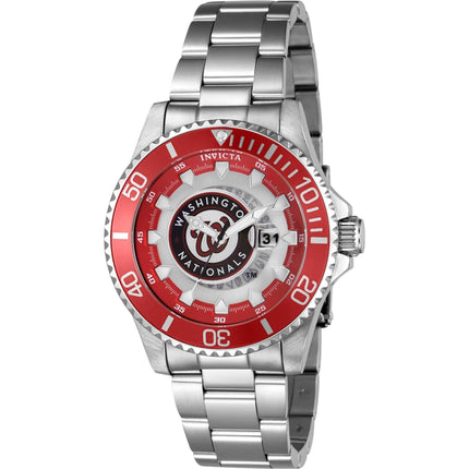 Invicta Men's Watch - MLB Washington Nationals Rotating Bezel Silver Bracelet | 43483 ,