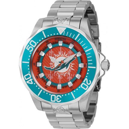 Invicta Men's Watch - NFL Miami Dolphins Dial Rotating Bezel Silver Bracelet | 42128 ,